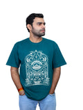 Model wearing IndiThrob Tea Pot green oversized T-shirt