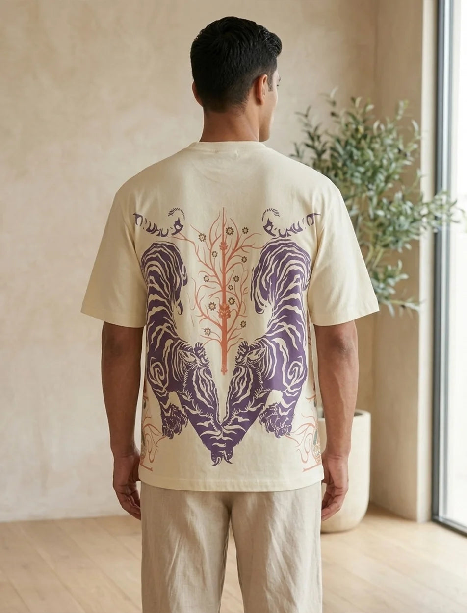 IndiThrob Tiger oversized T-shirt back graphic lifestyle view