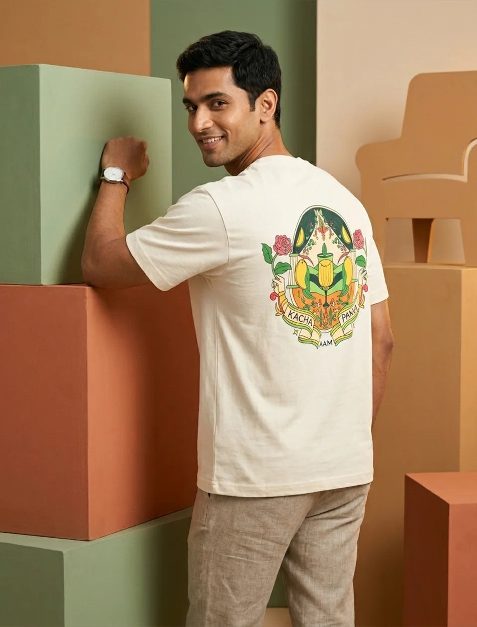 IndiThrob Aam Panna oversized T-shirt back graphic close-up
