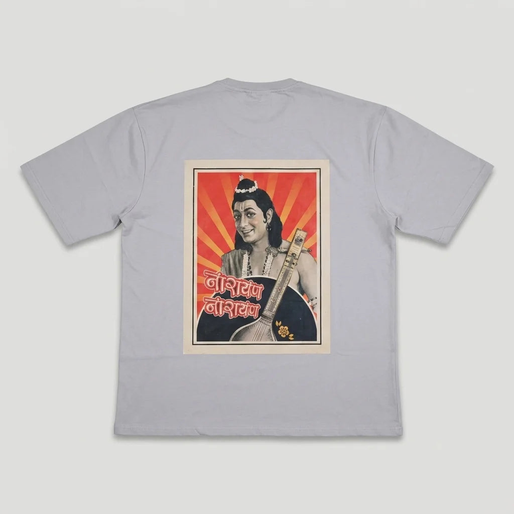 IndiThrob Divine Narad Muni oversized T-shirt back graphic