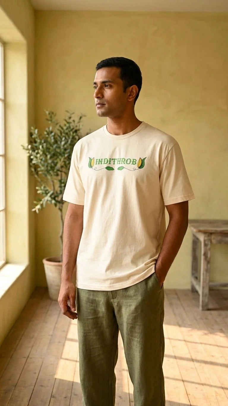 IndiThrob Aam Panna oversized T-shirt lifestyle fit view