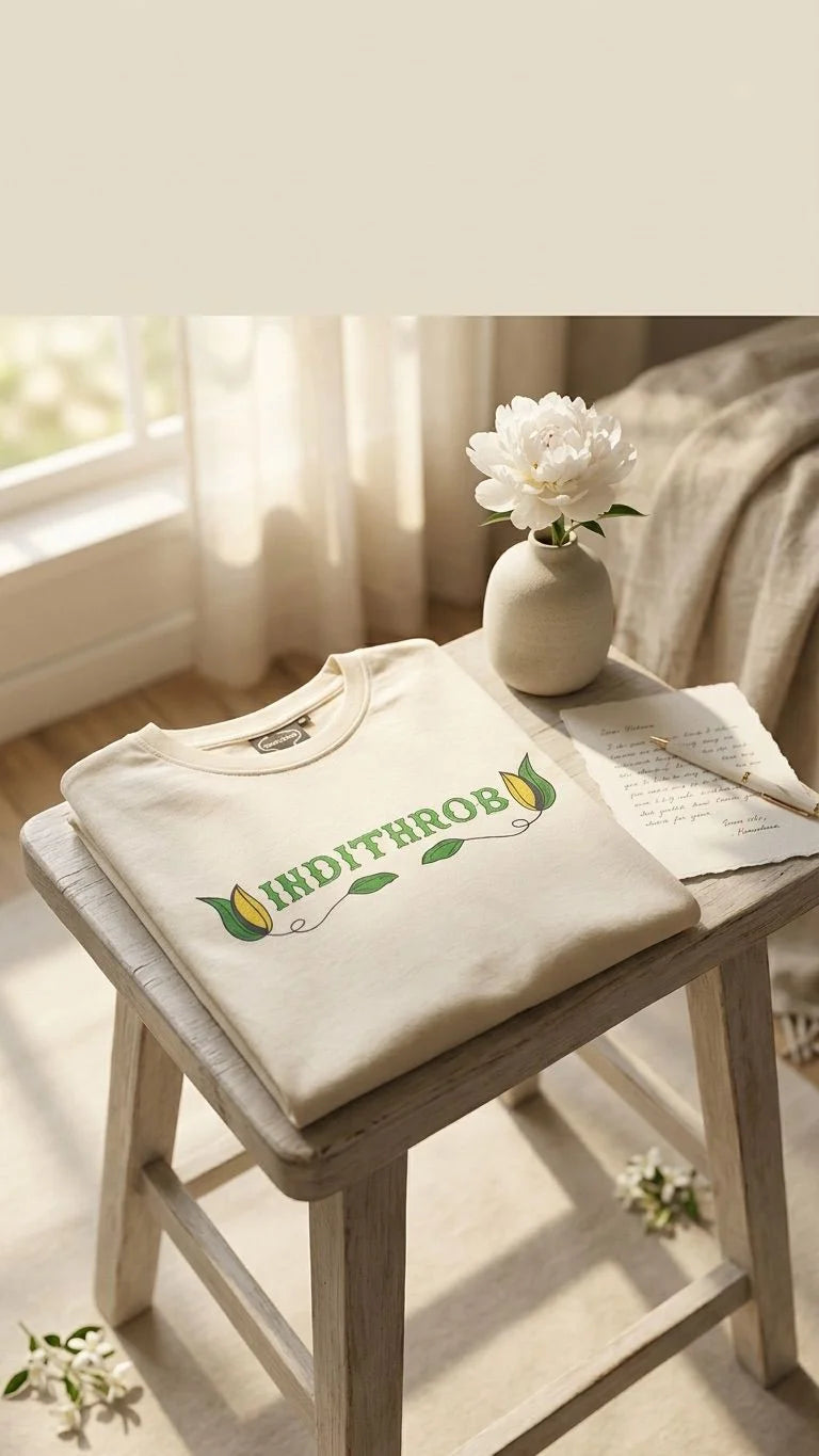 IndiThrob Aam Panna oversized T-shirt lifestyle detail