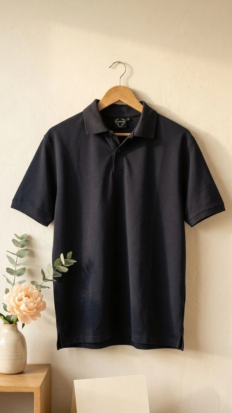 IndiThrob Classic Navy Blue Polo T-shirt product view