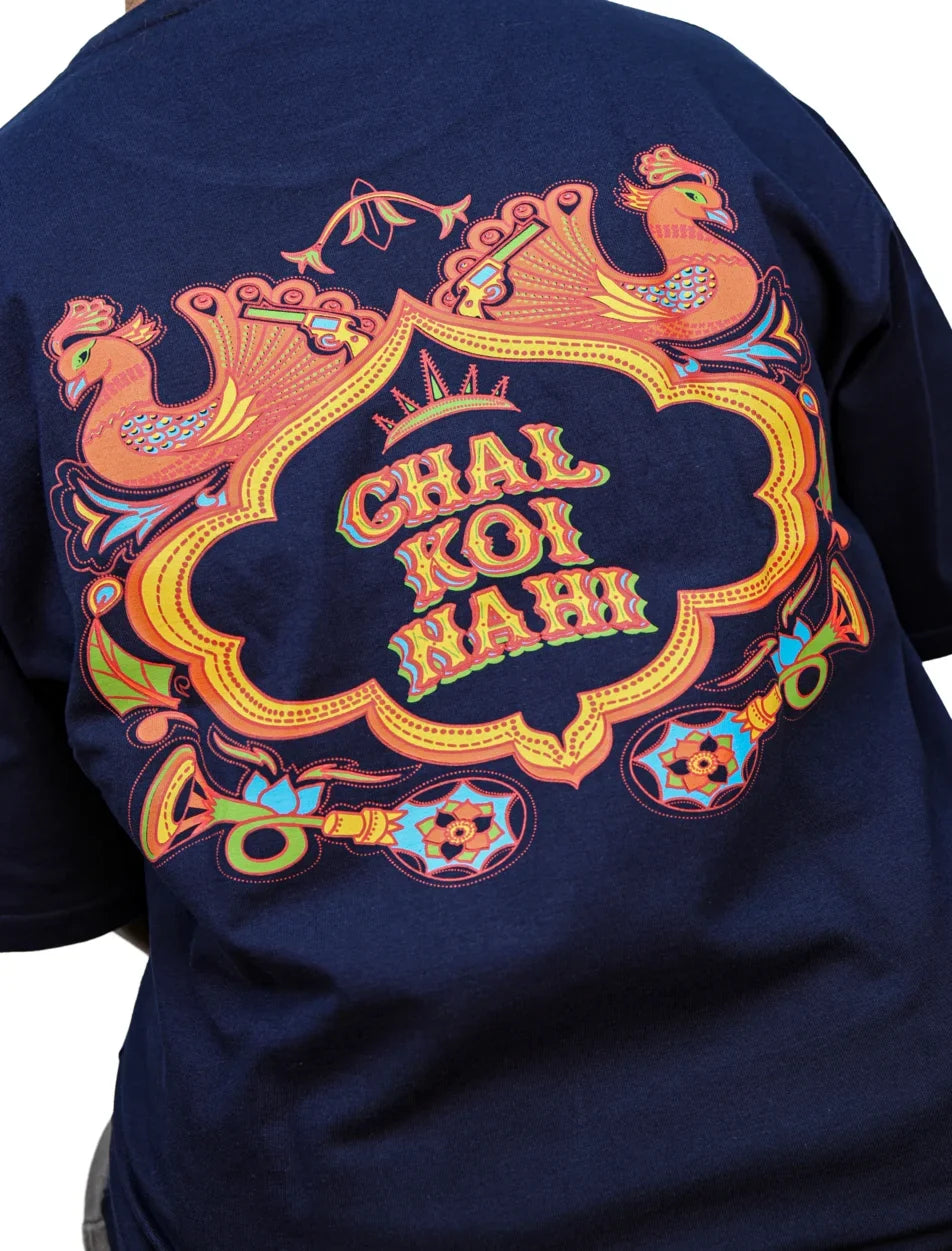 IndiThrob Chal Koi Nahi oversized T-shirt back print close-up